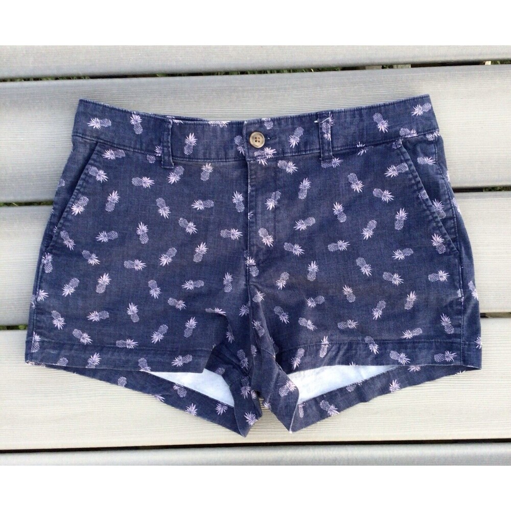 Gap For Good Size 8 Womens 3" Blue Shorts w/Pink Pineapples Chino Casual Fun